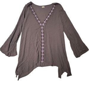 O’Neill Boho Purple Embroidered Tunic Top -‎ Size M